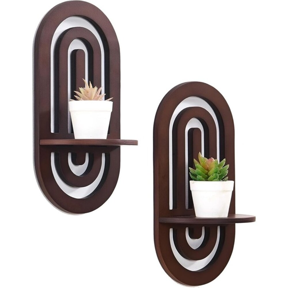 New Boho Arched Floating Wall Shelves Decorative Mounted Display Set of 2